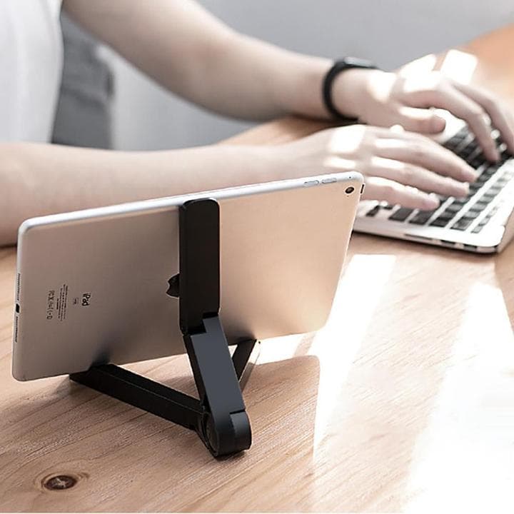 Support pliable pour tablette et téléphone (plastique, noir)