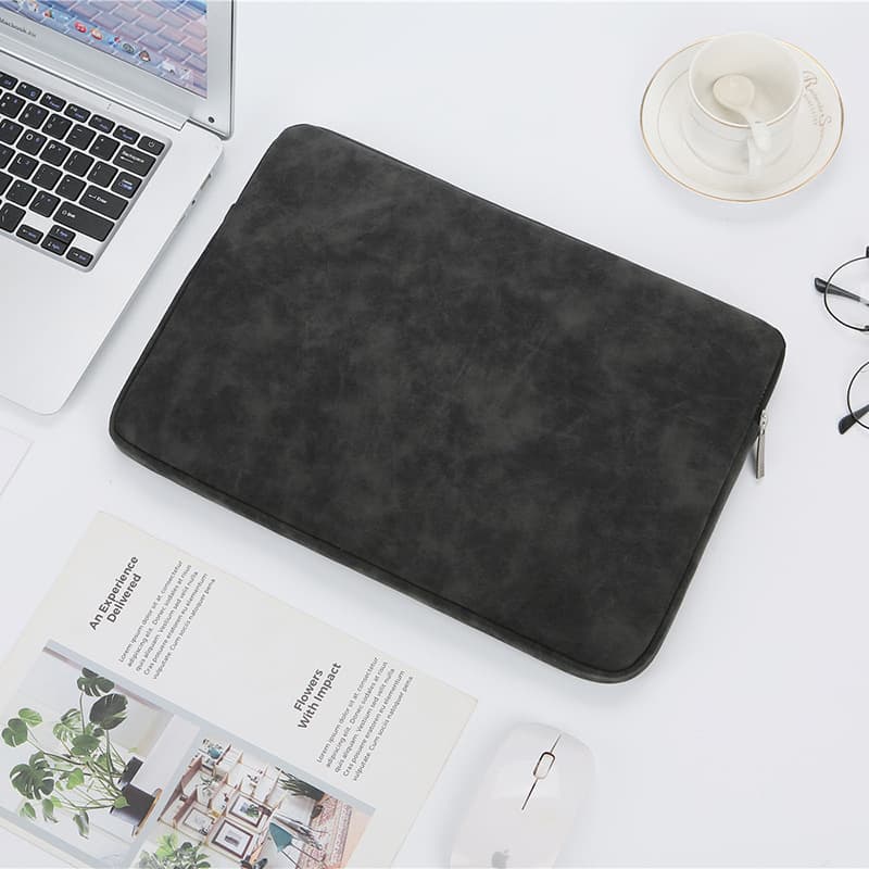 Housse pour ordinateur 13 pouces (imitation cuir, noir)