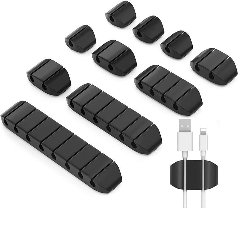 Clips de câbles adhésifs (lot de 10, TPR, noir)