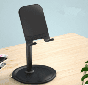 Support de tablette et téléphone réglable (aluminium et plastique, noir)
