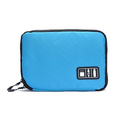 Pochette de rangement câbles et accessoires (tissu Oxford, bleu)
