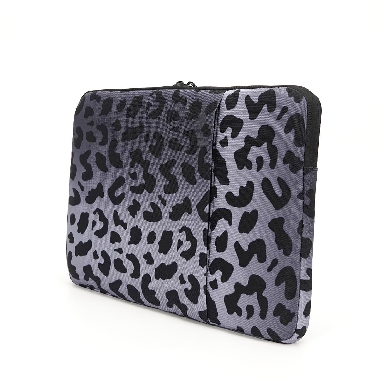 Housse d'ordinateur 13 pouces motif léopard (polyester, gris)